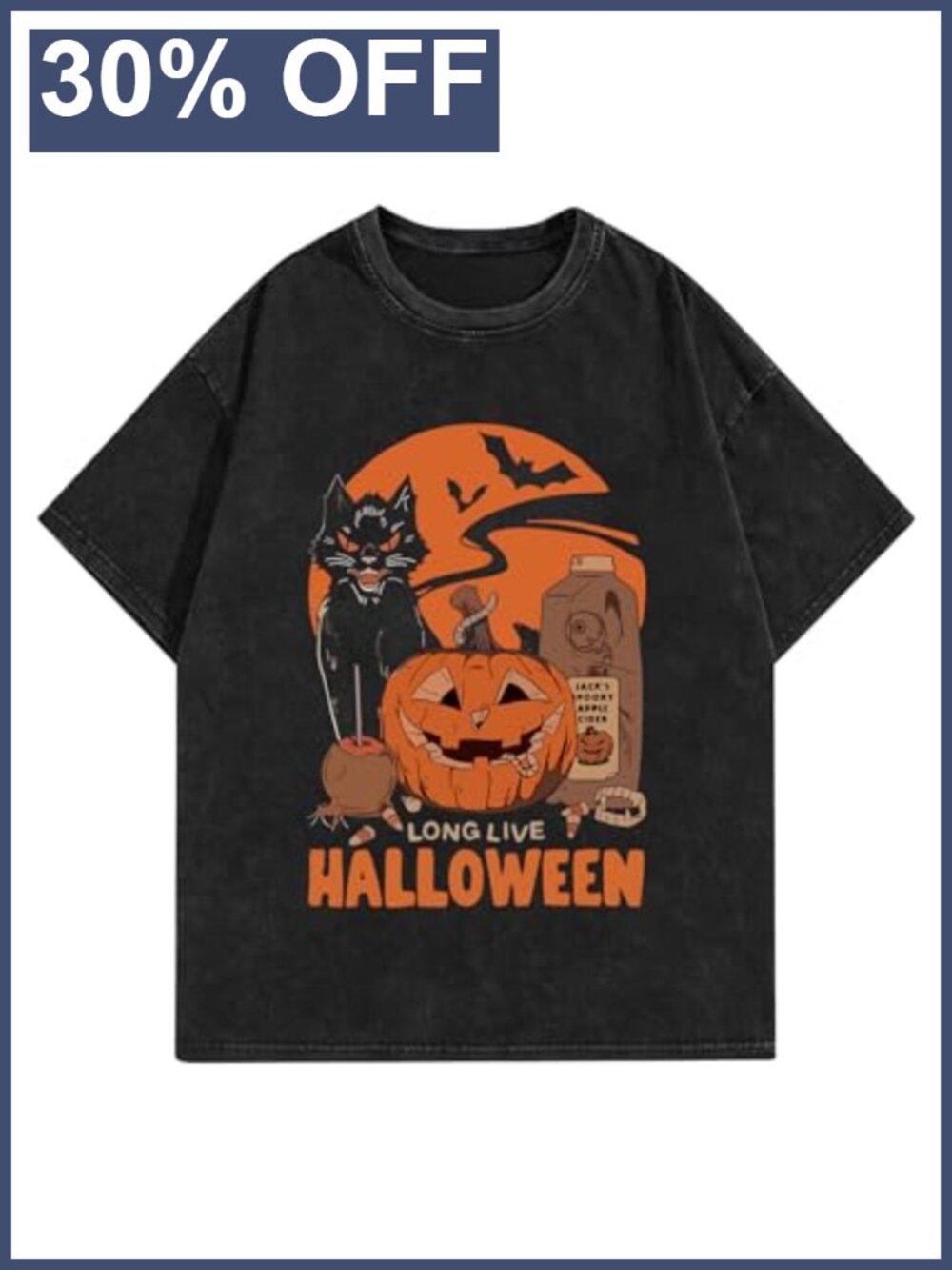 Oversized Washed Cotton Halloween Graphic Tee
